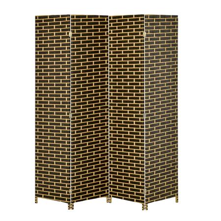 Paravent intérieur 4 panneaux pliables bois fibres chocolat paille
