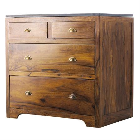 Meuble bas de cuisine en bois de sheesham massif L 90 cm Luberon