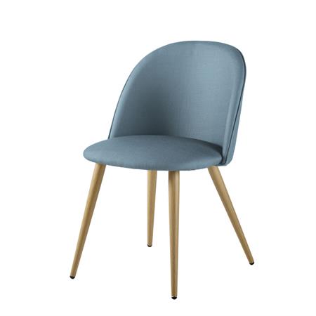 Chaise vintage bleu glacier et métal imitation chêne