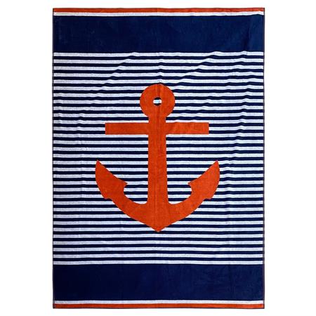 Serviette de plage éponge velours Jacquard Cliffe marine 140x180