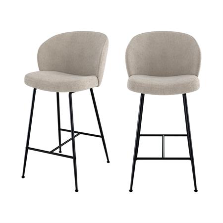 Lot de 2 chaises pour îlot central 66 cm en tissu bouclé beige