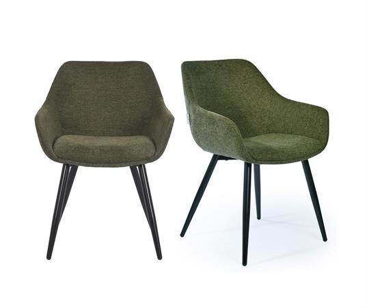 Lot de 2 chaises style rétro avec accoudoirs vert