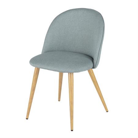 Chaise vintage en tissu recyclé gris-vert et acier imitation chêne