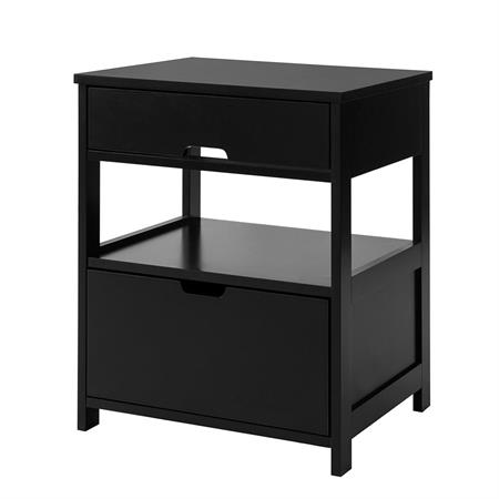 Table de chevet avec 2 tiroirs effet bois noir