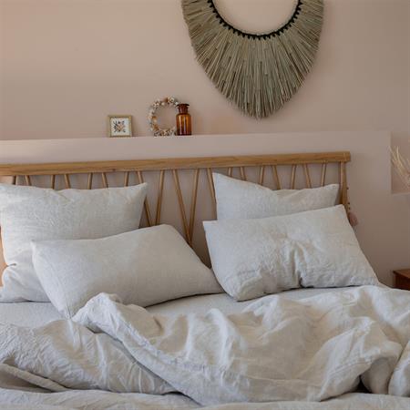 Housse de couette unie en lin beige 260x240