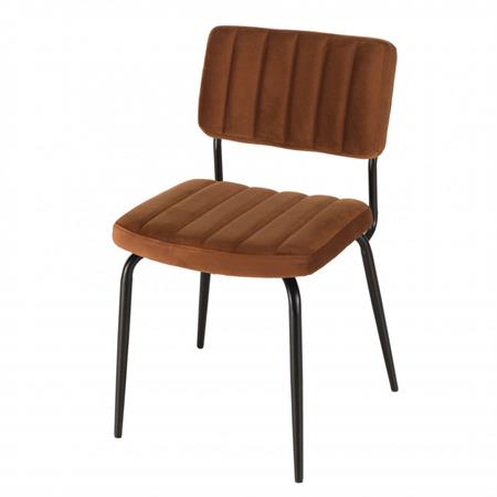 Chaise velours orange pieds métal noir