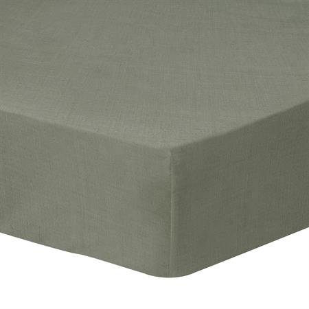 Drap-housse uni en lin lavé Lichen 140x190/200cm - Bonnet 30cm