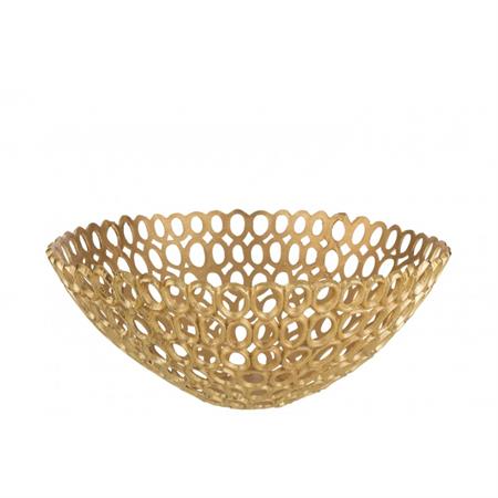 Corbeille ronde en cercles aluminium doré D50cm