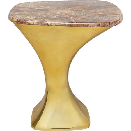 Table d'appoint en marbre marron et aluminium doré