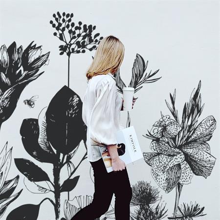 Papier peint panoramique fleurs des champs noir et blanc 300x250cm