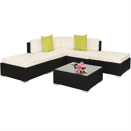 Canapé de jardin Lounge en rotin Avec cadre en aluminium noir