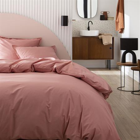 Parure de lit en coton rose solaire 140x200 Made in France