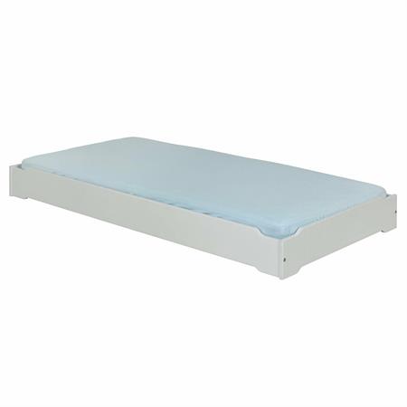 Lit empilable avec matelas bois massif gris 90x190 cm