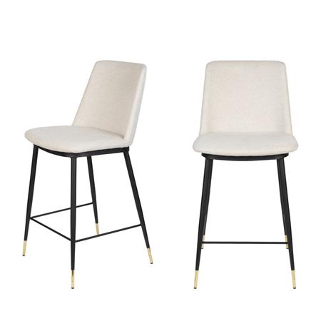 Lot de 2 tabourets de bar en tissu et métal H65cm - Beige