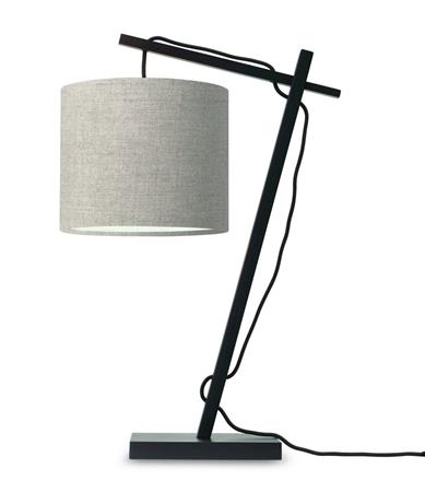 Lampe de table bambou noir/lin H46cm