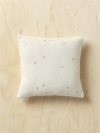 Coussin gaufré à pois brodés ivoire