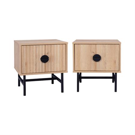Lot de 2 tables de chevet effet chêne