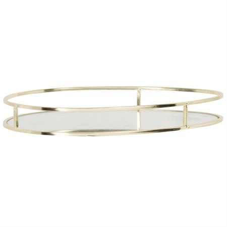 Plateau en métal doré et miroir L24