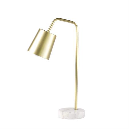 Lampe de bureau en métal doré et marbre blanc