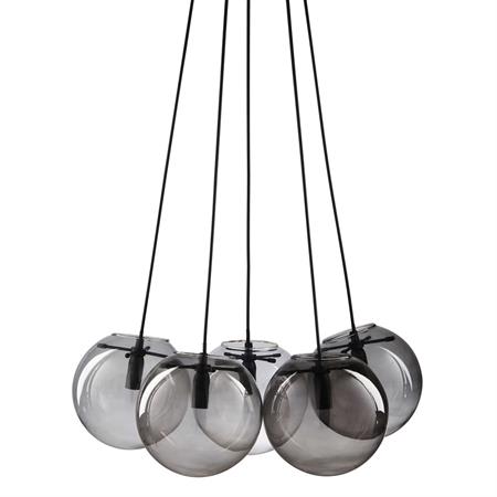 Suspension 5 boules en verre et verre fumé