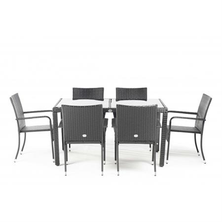 Ensemble table et chaises d'extérieur 6 Places Noir Rotin synthétique