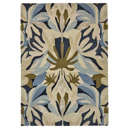 Tapis design 250x350 cm tufté main en laine bleu
