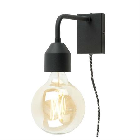 Applique murale en métal noir avec prise H14cm