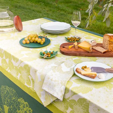 Nappe carrée enduit imperméable pur coton vert 175x175 cm