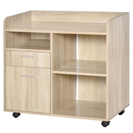 Support d'imprimante caisson bureau 3 niches 2 tiroirs grand plateau