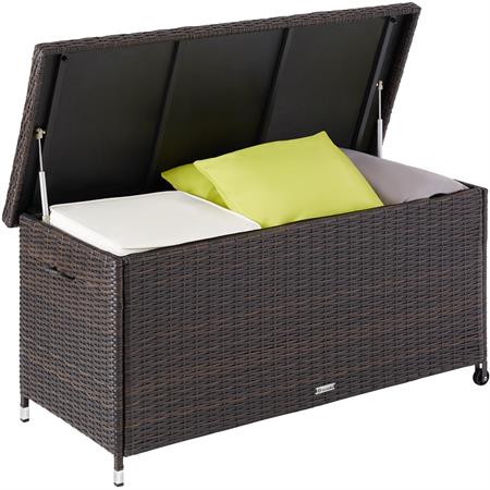 Coffre de jardin rangement pour coussins Tressage en rotin marron