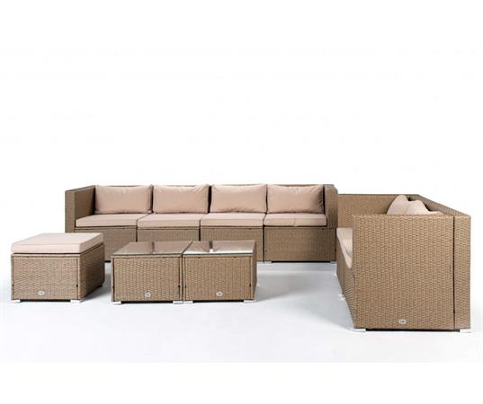 Salon de jardin Ensemble Canapé Double 7 Places Beige KieferGarden