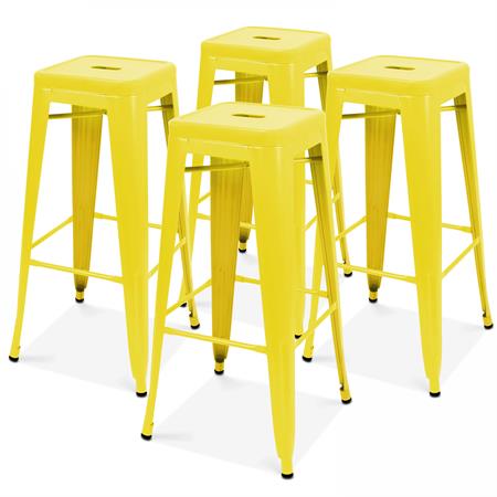 Lot 4 tabourets de bar en métal jaune mat