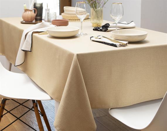 Nappe en polyester beige ficelle